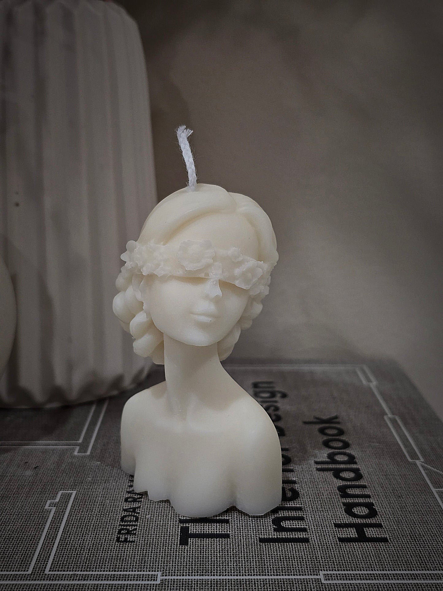 Floral Blindfolded Lady Candle